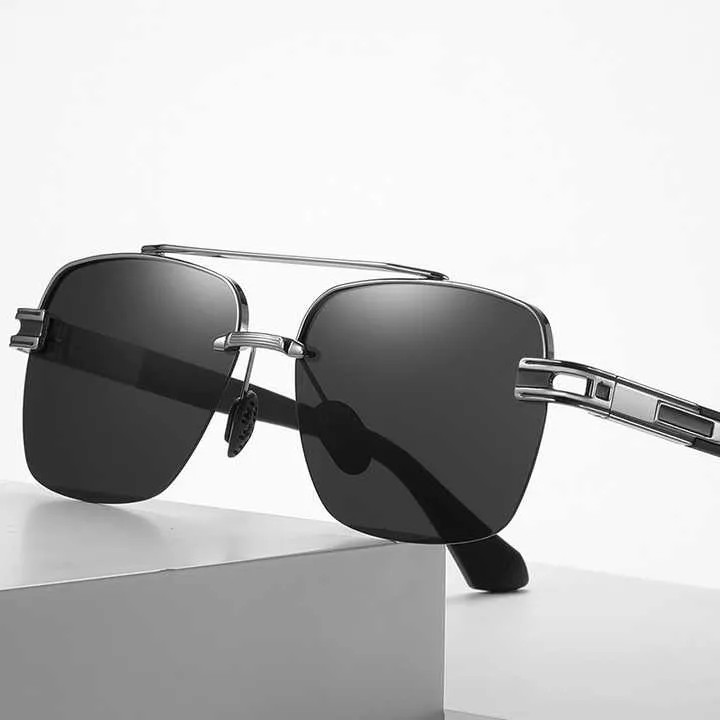 نظارات شمس رجالي بإطار نصفي بإطار مزدوج . Men's Half Frame Polarized Sunglasses with Double