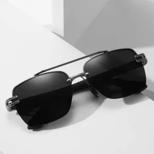 نظارات شمس رجالي بإطار نصفي بإطار مزدوج . Men's Half Frame Polarized Sunglasses with Double