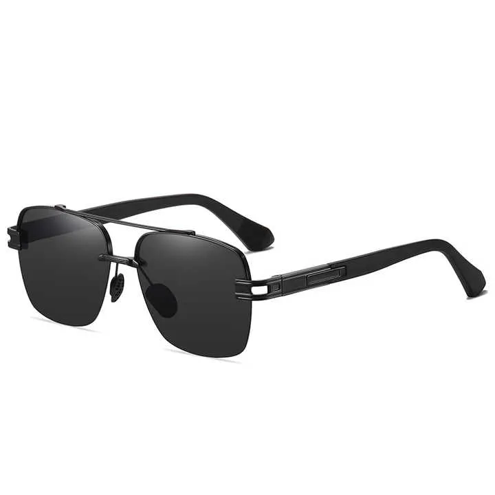 نظارات شمس رجالي بإطار نصفي بإطار مزدوج . Men's Half Frame Polarized Sunglasses with Double