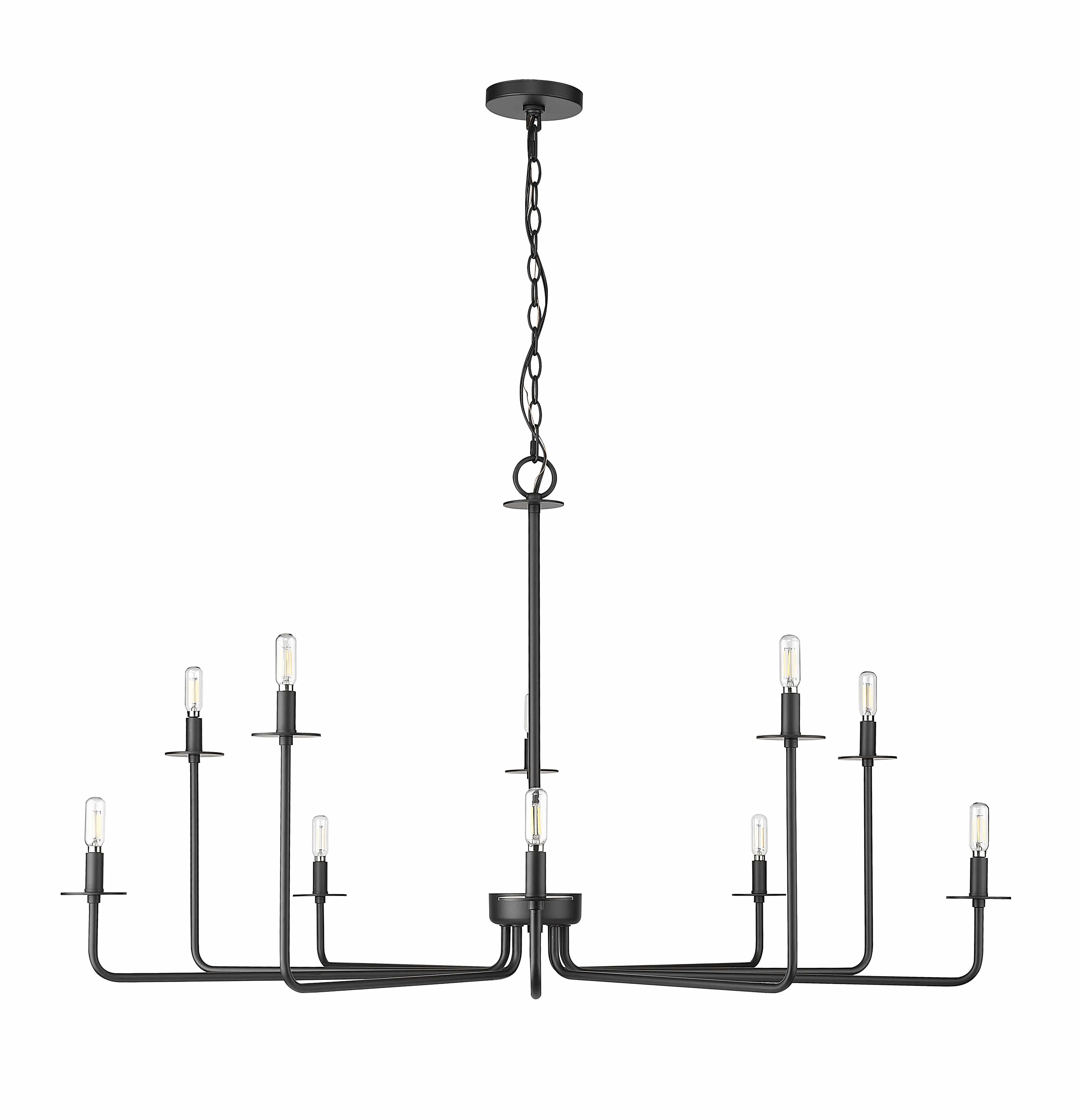 10 Lamps Marceline Chandelier - Matte Black - 48in Diameter - E12 Candelabra Base