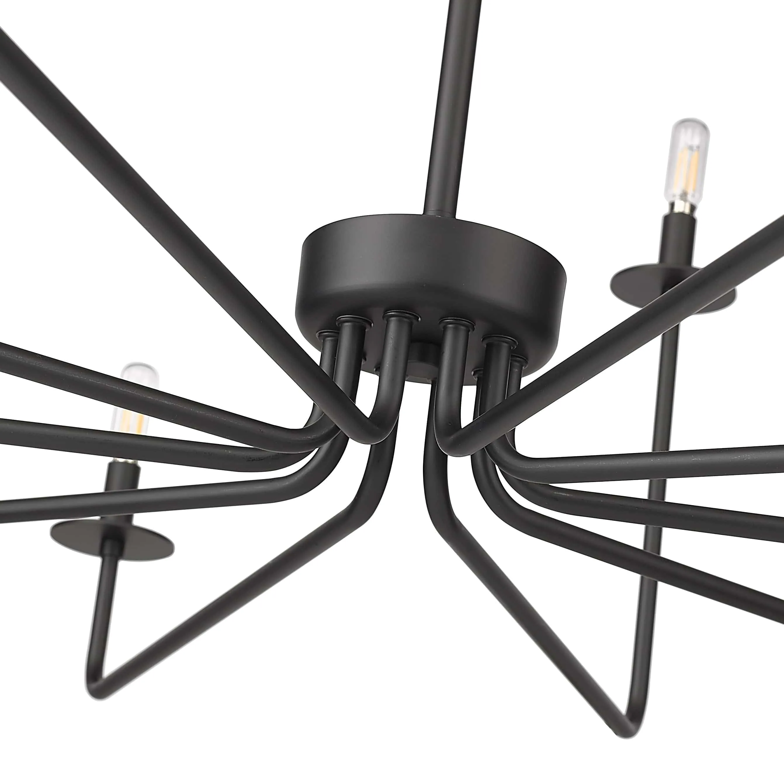 10 Lamps Marceline Chandelier - Matte Black - 48in Diameter - E12 Candelabra Base