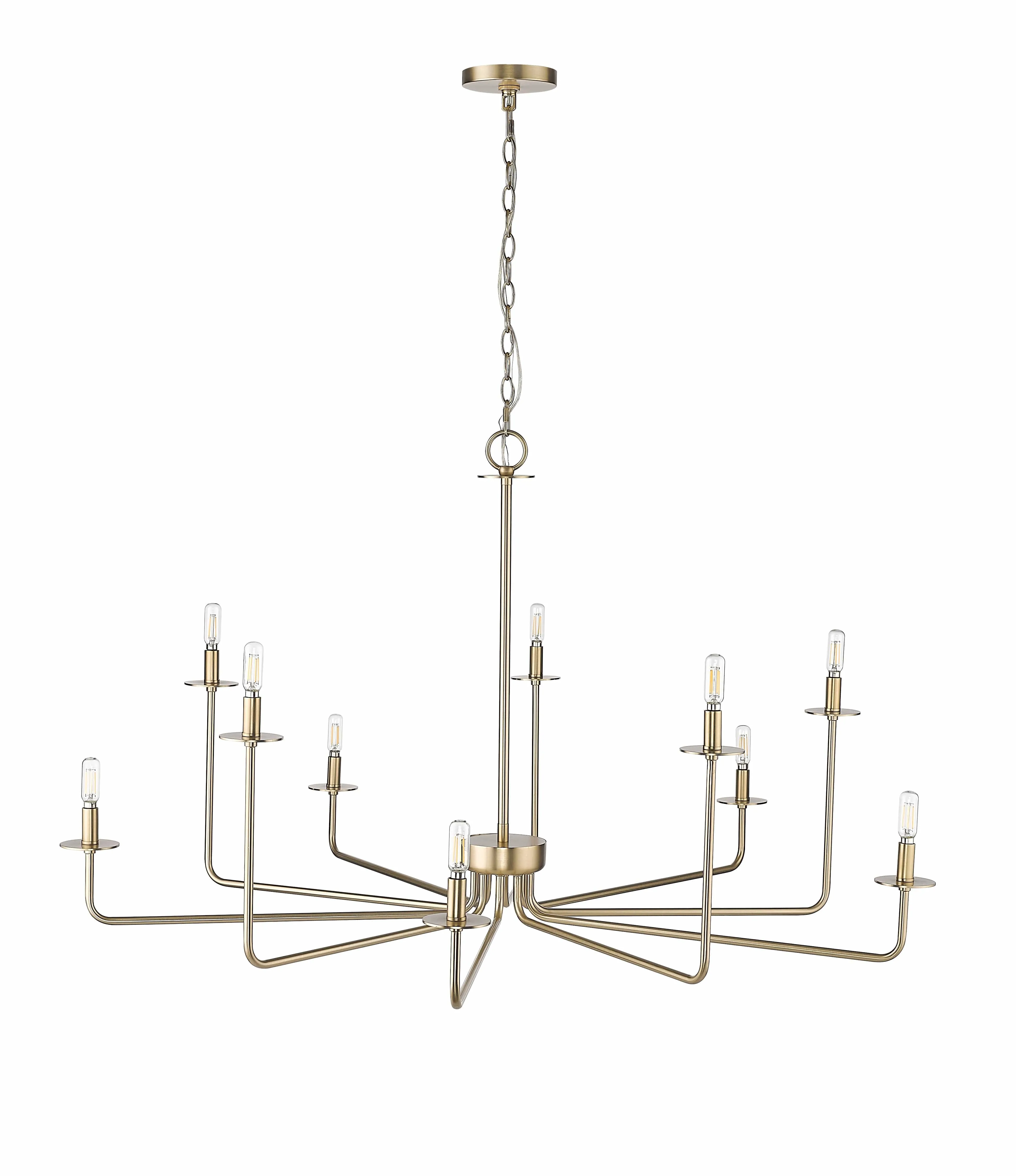 10 Lamps Marceline Chandelier - Modern Gold - 48in Diameter - E12 Candelabra Base