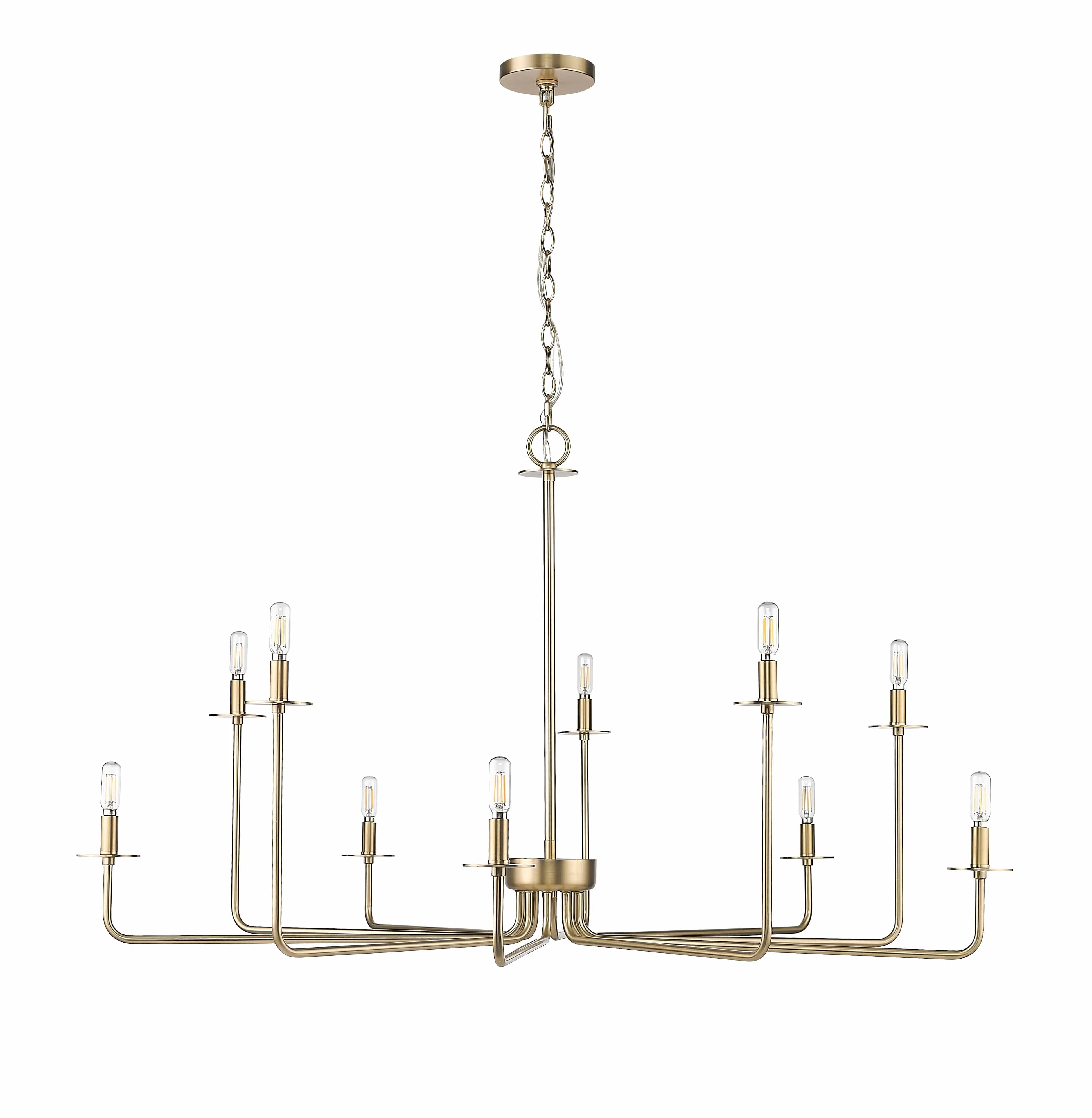10 Lamps Marceline Chandelier - Modern Gold - 48in Diameter - E12 Candelabra Base