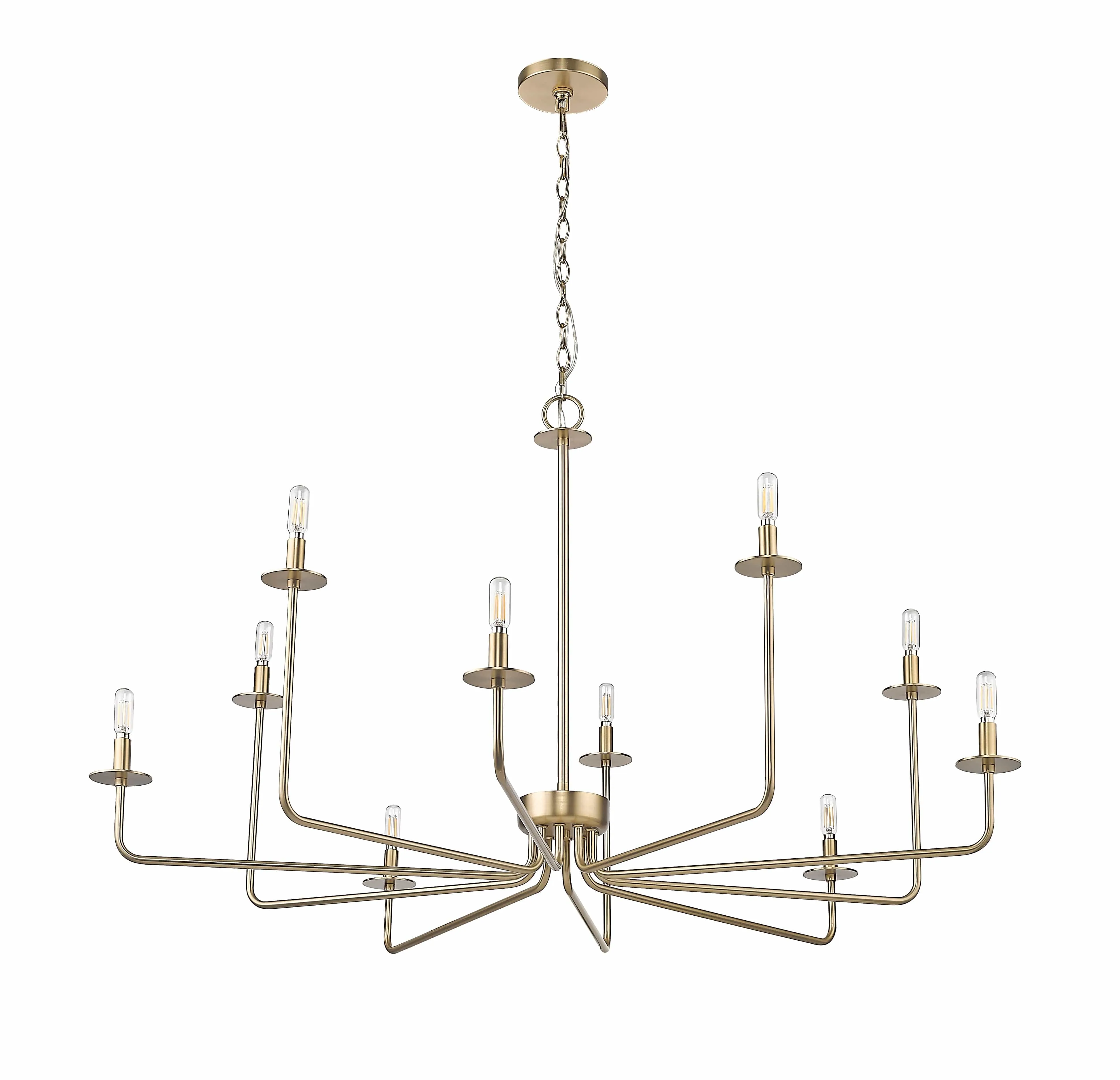 10 Lamps Marceline Chandelier - Modern Gold - 48in Diameter - E12 Candelabra Base