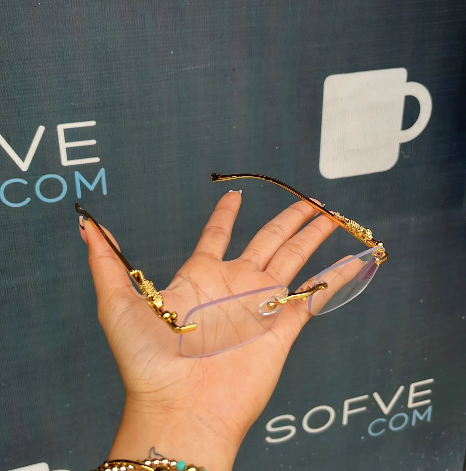 10648 1l-393 lentes de sol con cabeza de leopardo de Metal Vintage