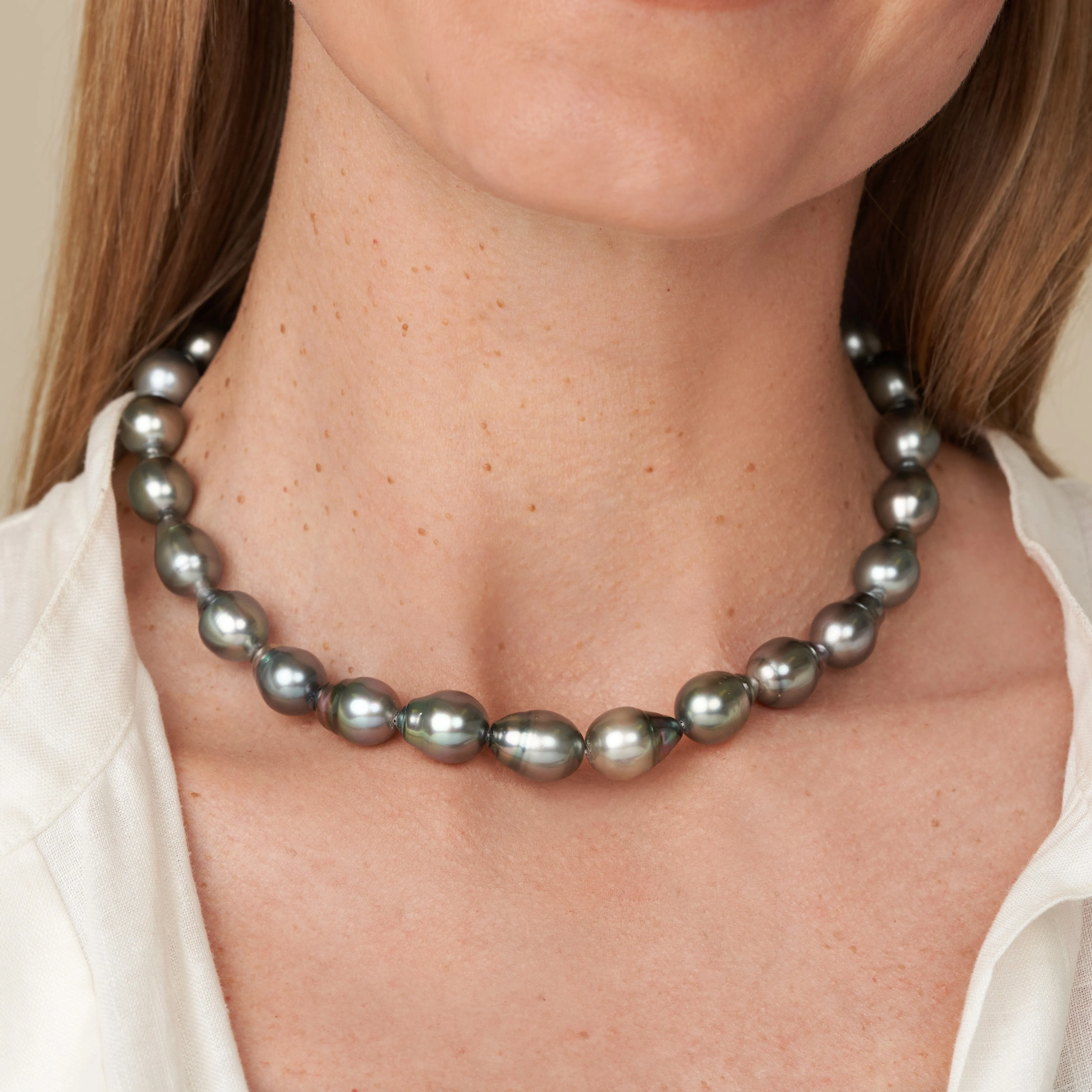 11.1-11.8 mm AAA Tahitian Drop Pearl Necklace