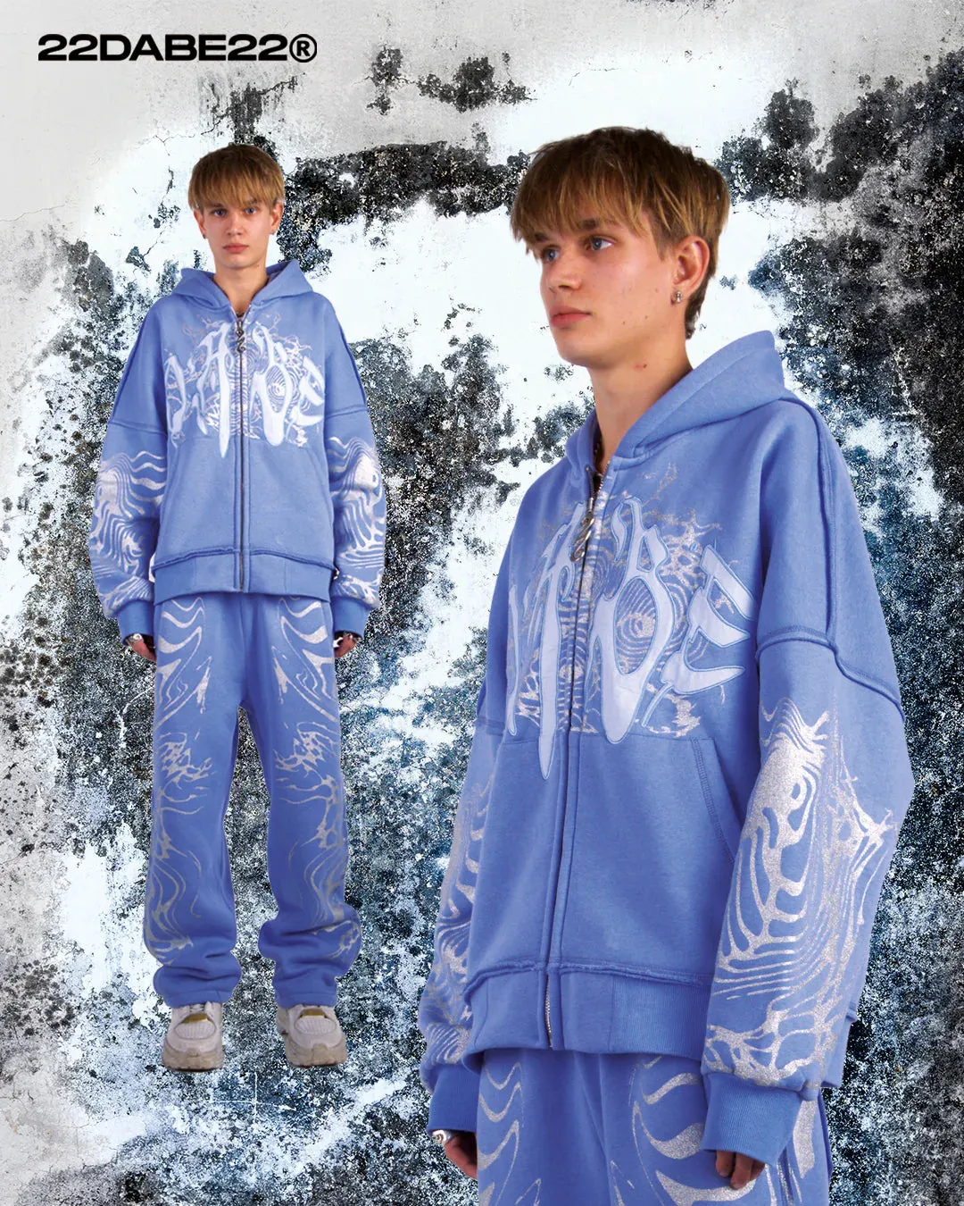 22DABE22 LIGHT BLUE SPLIT ZIP JACKET