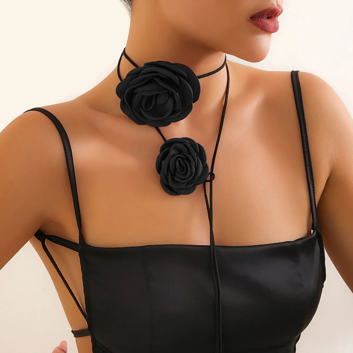 3D Rose Collar & French Camellia Necklace Set for Women by Planderful Verve Collection