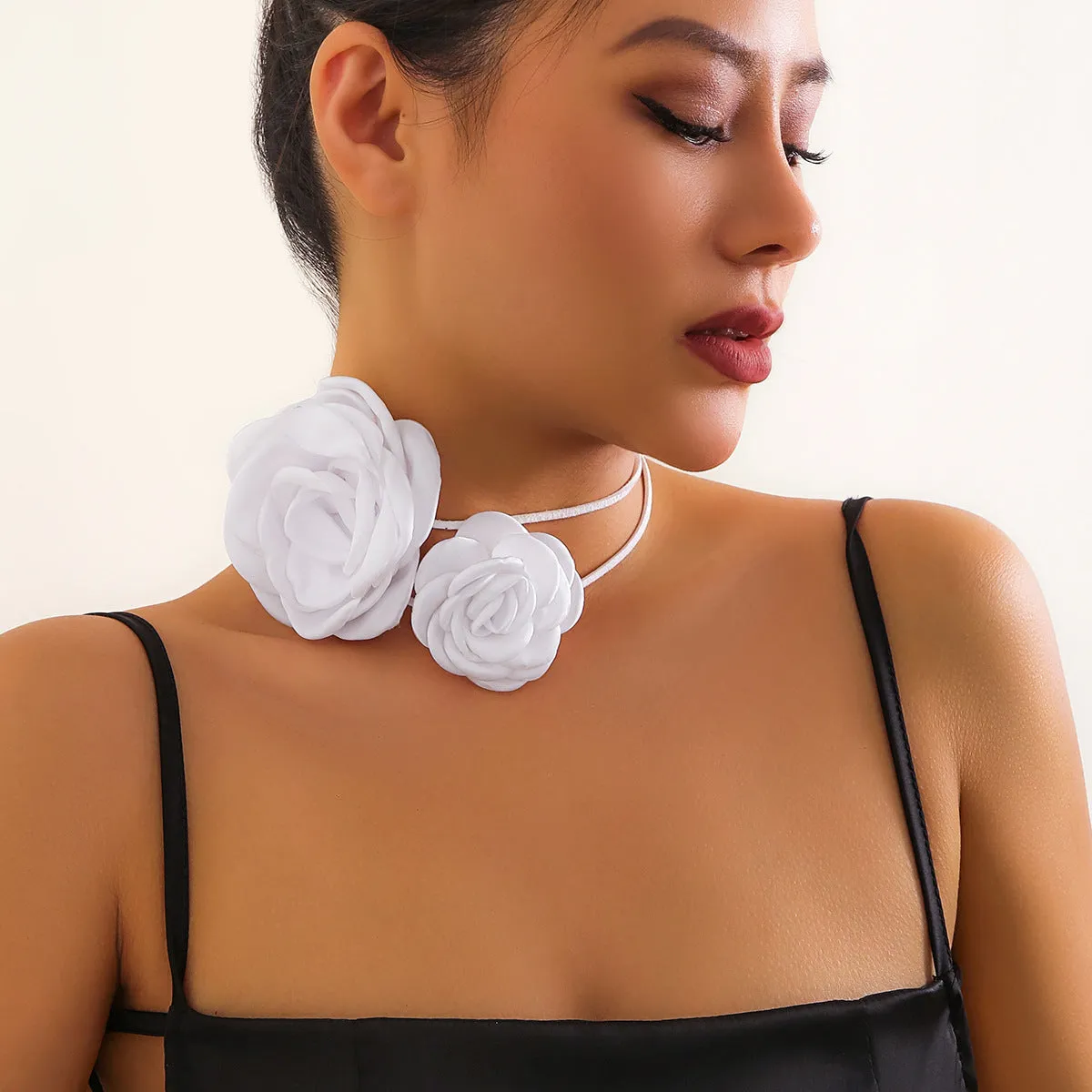 3D Rose Collar & French Camellia Necklace Set for Women by Planderful Verve Collection