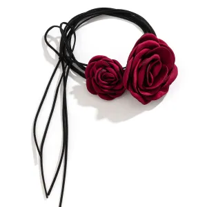 3D Rose Collar & French Camellia Necklace Set for Women by Planderful Verve Collection