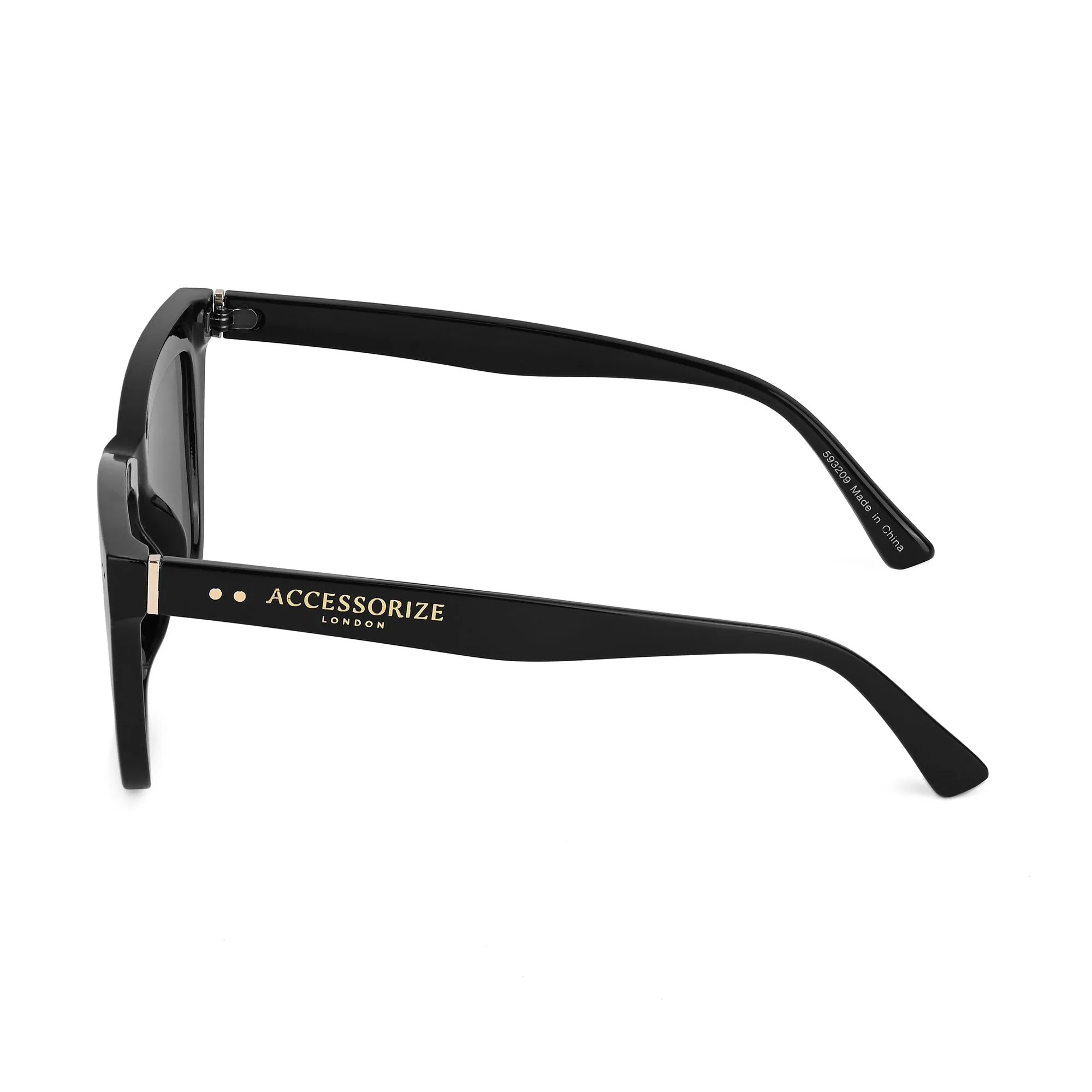 Accessorize London Women's Black Angled Cateye Sunglasses