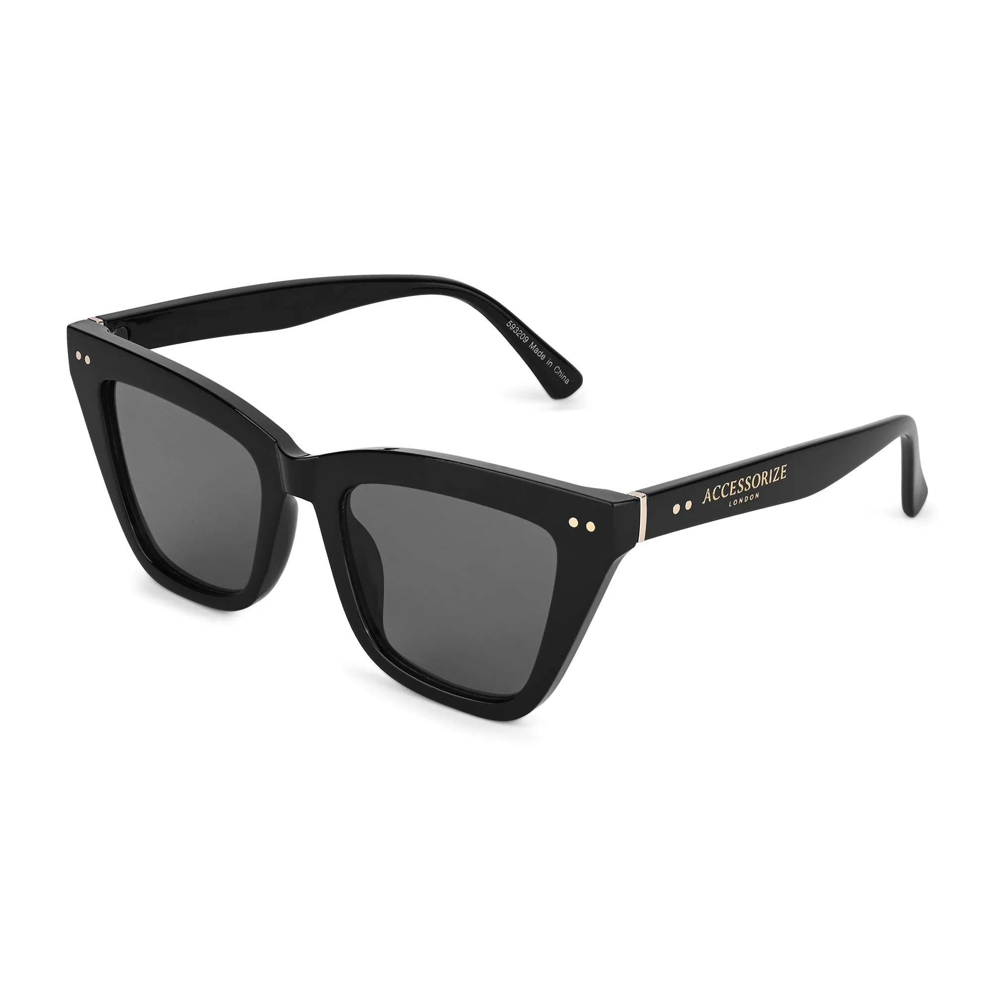 Accessorize London Women's Black Angled Cateye Sunglasses
