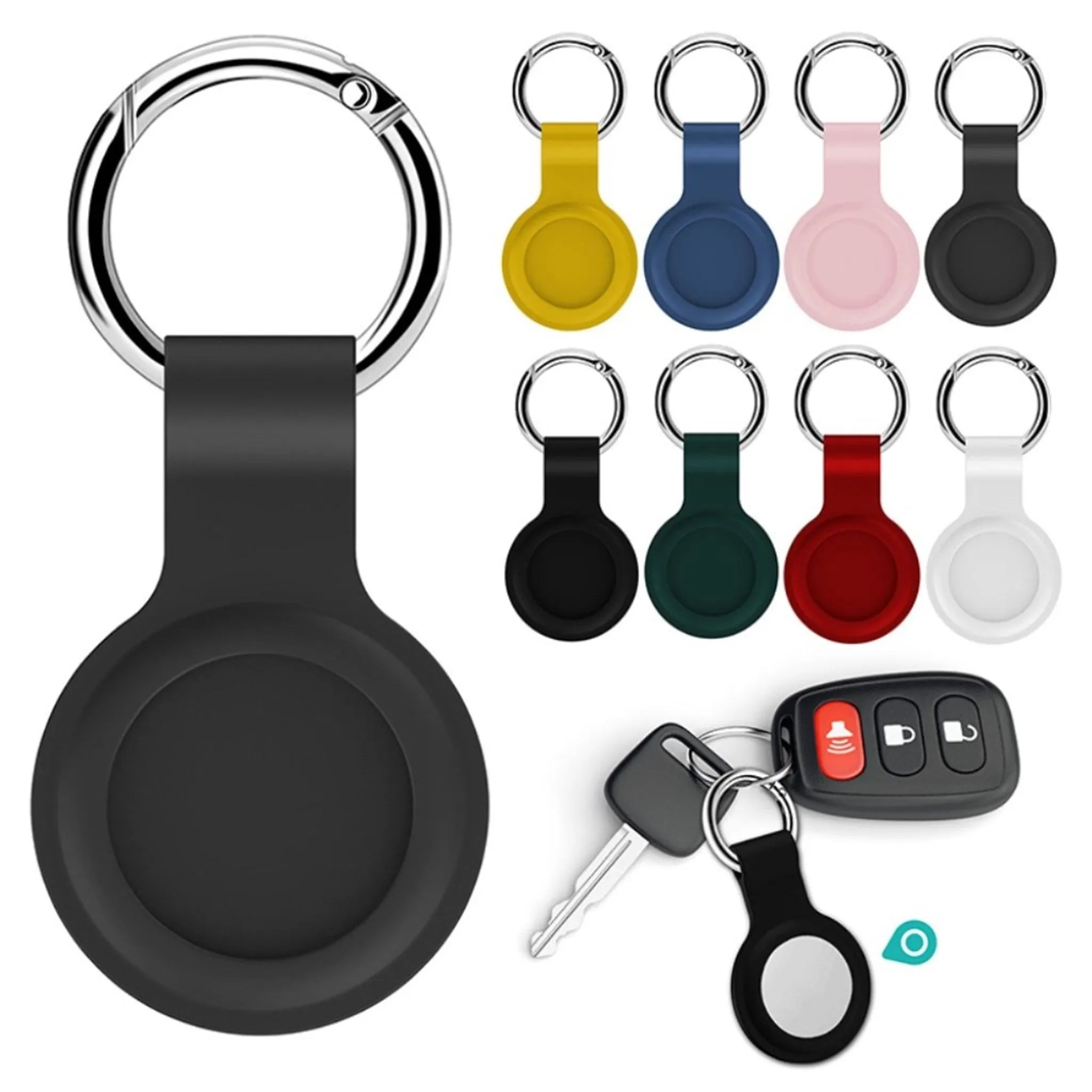 AirTags silicone case with keyring - Black