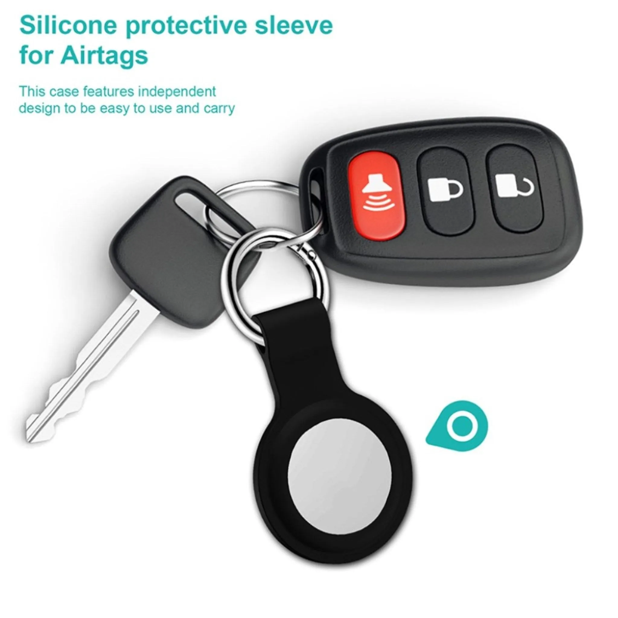 AirTags silicone case with keyring - Black