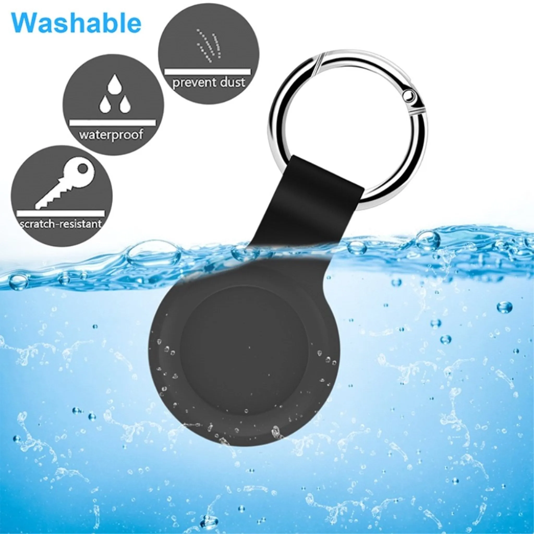 AirTags silicone case with keyring - Black