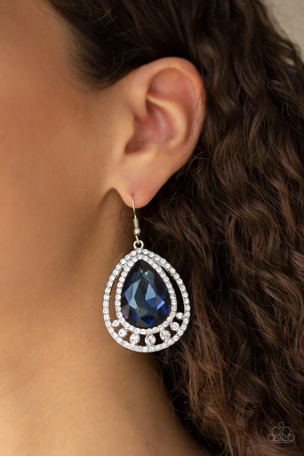 All Rise For Her Majesty Sapphire Blue Teardrop Earrings - Paparazzi Accessories