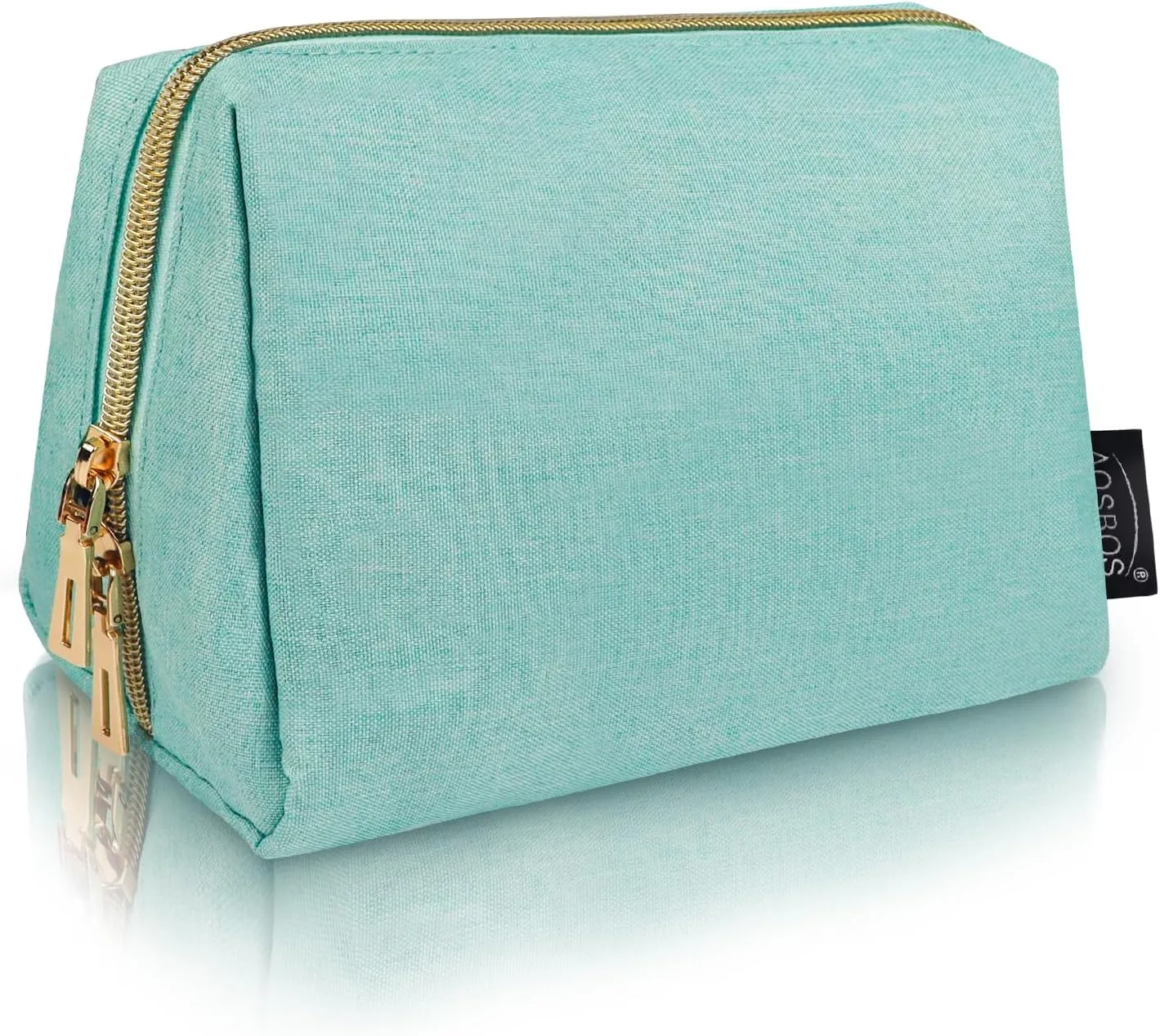 Aosbos Small Makeup Bag Travel Size Cosmetic Bags for Women Small Zipper Pouch with Inner Compartments | Idea for Purse Organizer (Green)
