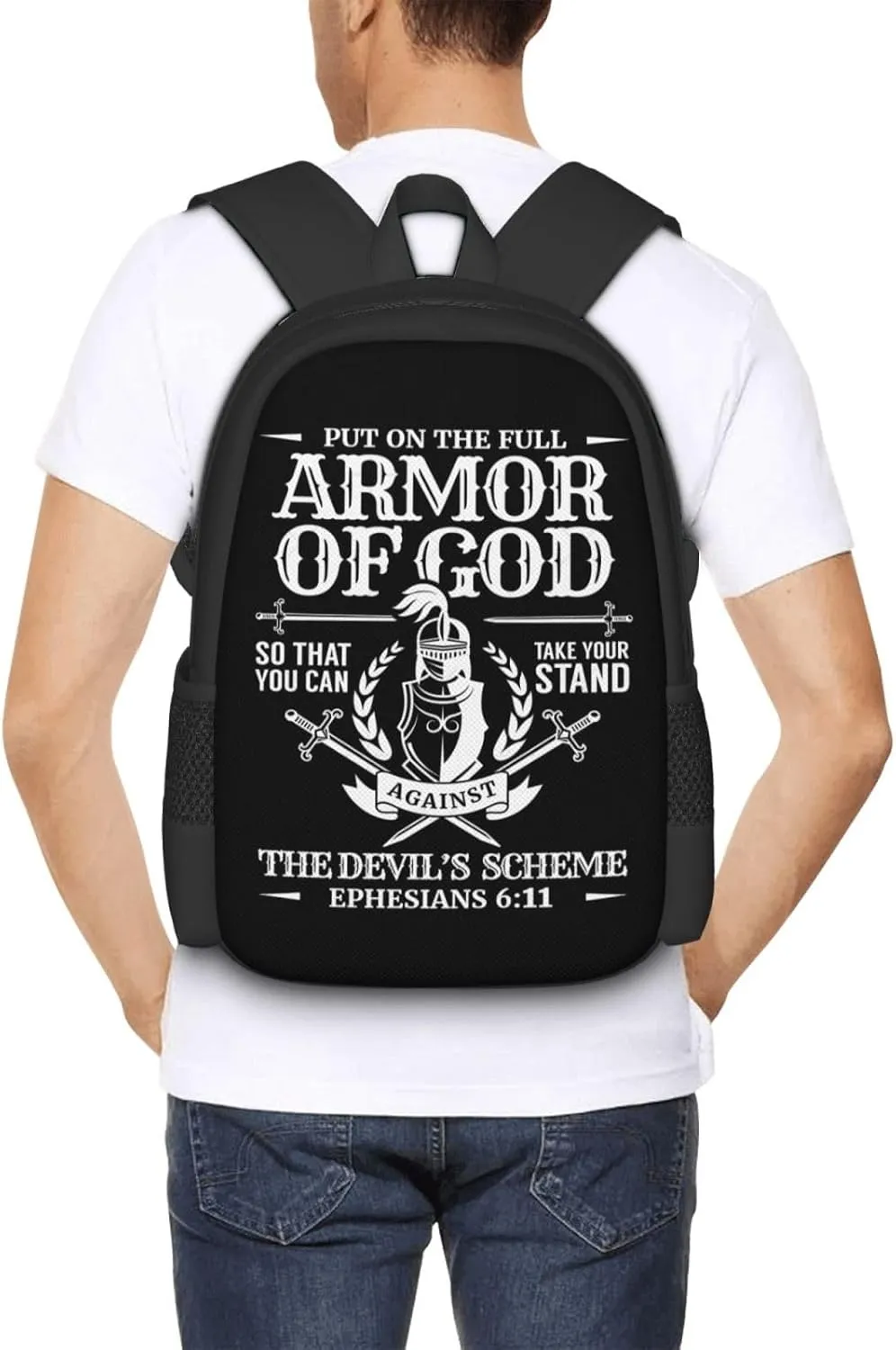 Armor of God Christian Bible Verse Religious Backpack Lightweight Large Capacity Laptop Backpack Travel Backpacks for Unisex