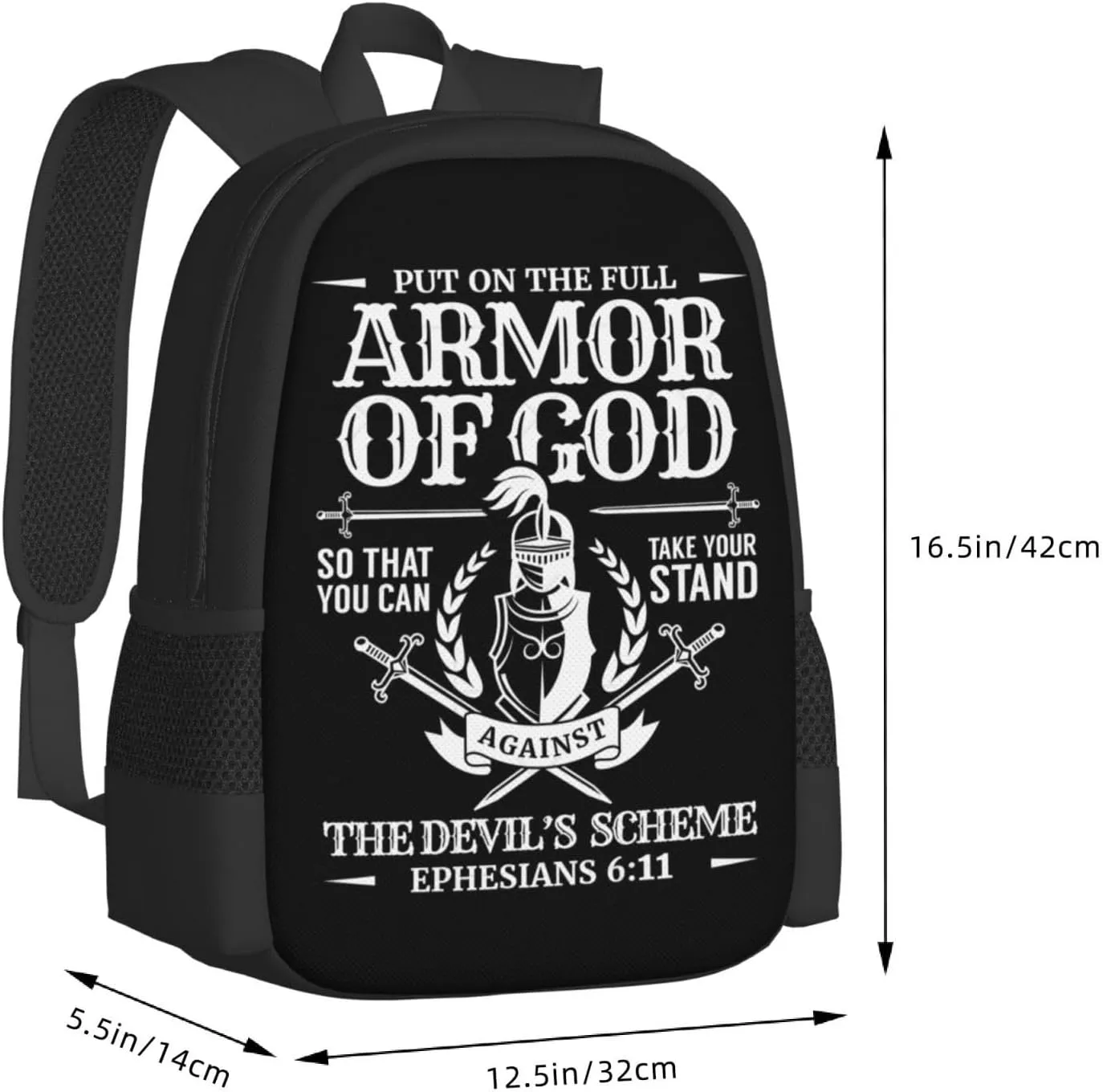 Armor of God Christian Bible Verse Religious Backpack Lightweight Large Capacity Laptop Backpack Travel Backpacks for Unisex