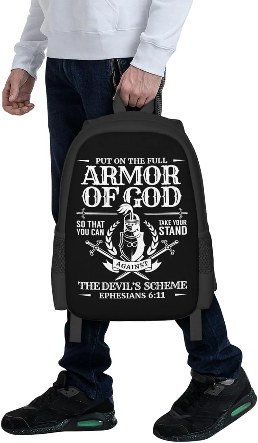Armor of God Christian Bible Verse Religious Backpack Lightweight Large Capacity Laptop Backpack Travel Backpacks for Unisex