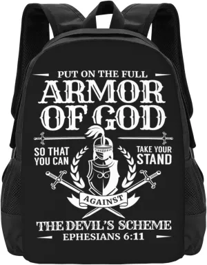 Armor of God Christian Bible Verse Religious Backpack Lightweight Large Capacity Laptop Backpack Travel Backpacks for Unisex