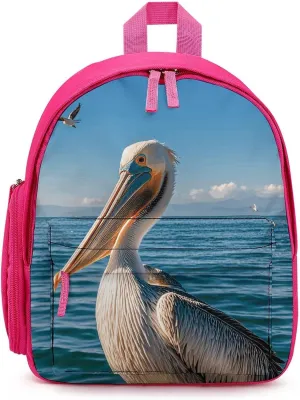 Backpack for Men Women Pelican Bird Blue Sea Laptop Backpack Lightweight Casual Bookbag for Business Hiking (pink-style)
