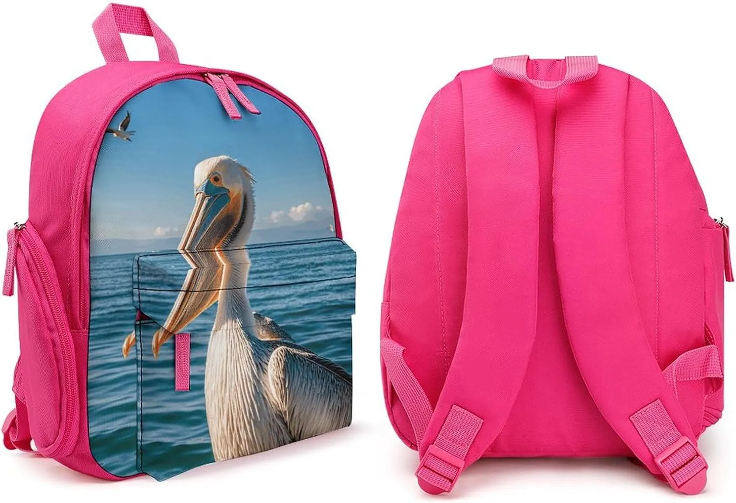 Backpack for Men Women Pelican Bird Blue Sea Laptop Backpack Lightweight Casual Bookbag for Business Hiking (pink-style)