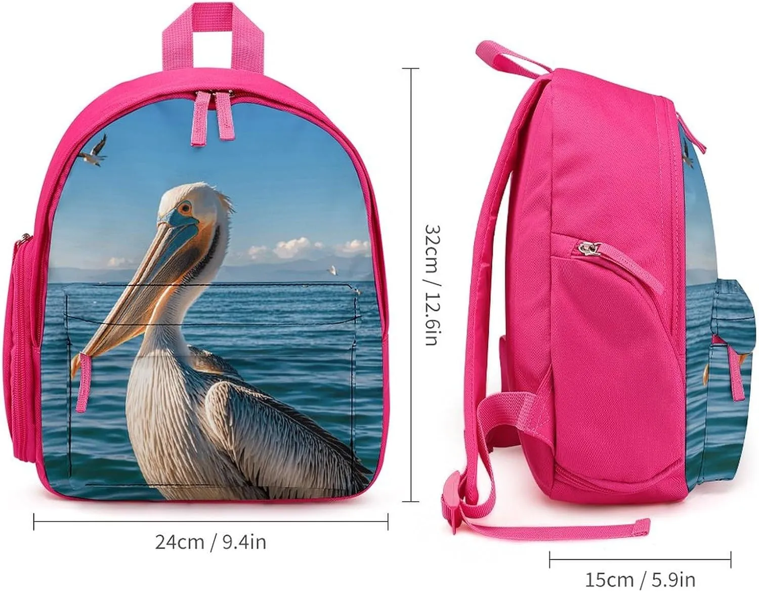 Backpack for Men Women Pelican Bird Blue Sea Laptop Backpack Lightweight Casual Bookbag for Business Hiking (pink-style)