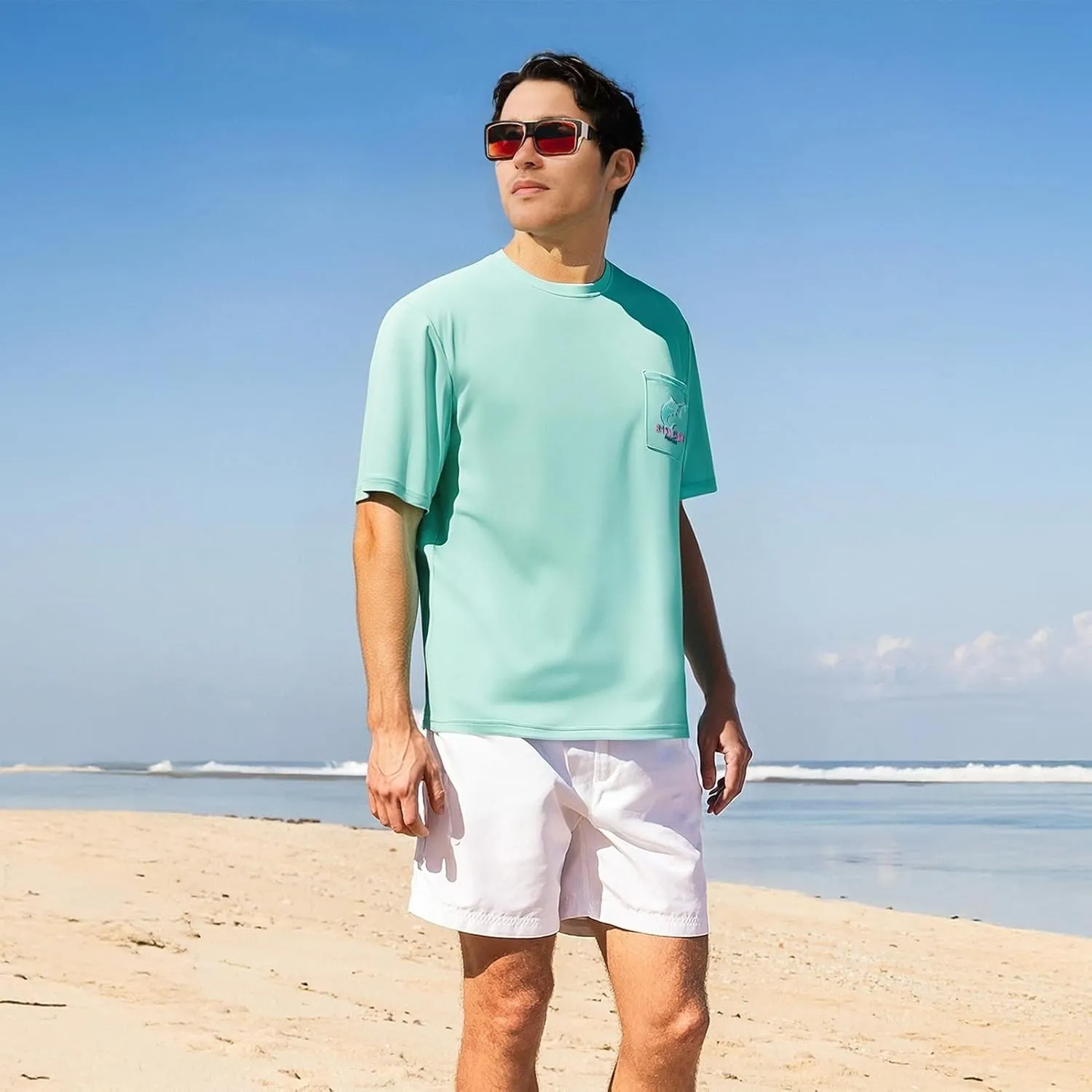 BASSDASH Mens UPF 50  Fishing Graphic T-Shirts Pocket Short Sleeve Shirt Quick Dry UV Sun Protection Casual Outdoor FS46M