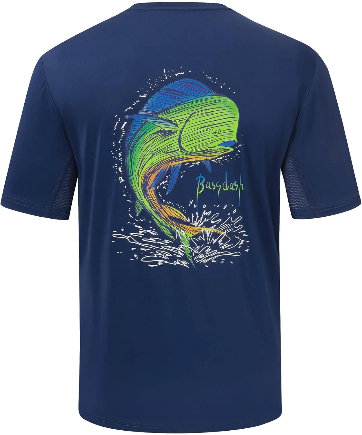 BASSDASH Mens UPF 50  Fishing Graphic T-Shirts Pocket Short Sleeve Shirt Quick Dry UV Sun Protection Casual Outdoor FS46M