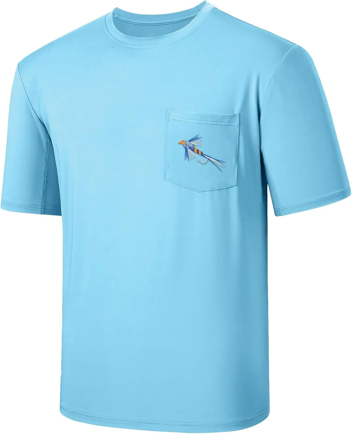 BASSDASH Mens UPF 50  Fishing Graphic T-Shirts Pocket Short Sleeve Shirt Quick Dry UV Sun Protection Casual Outdoor FS46M