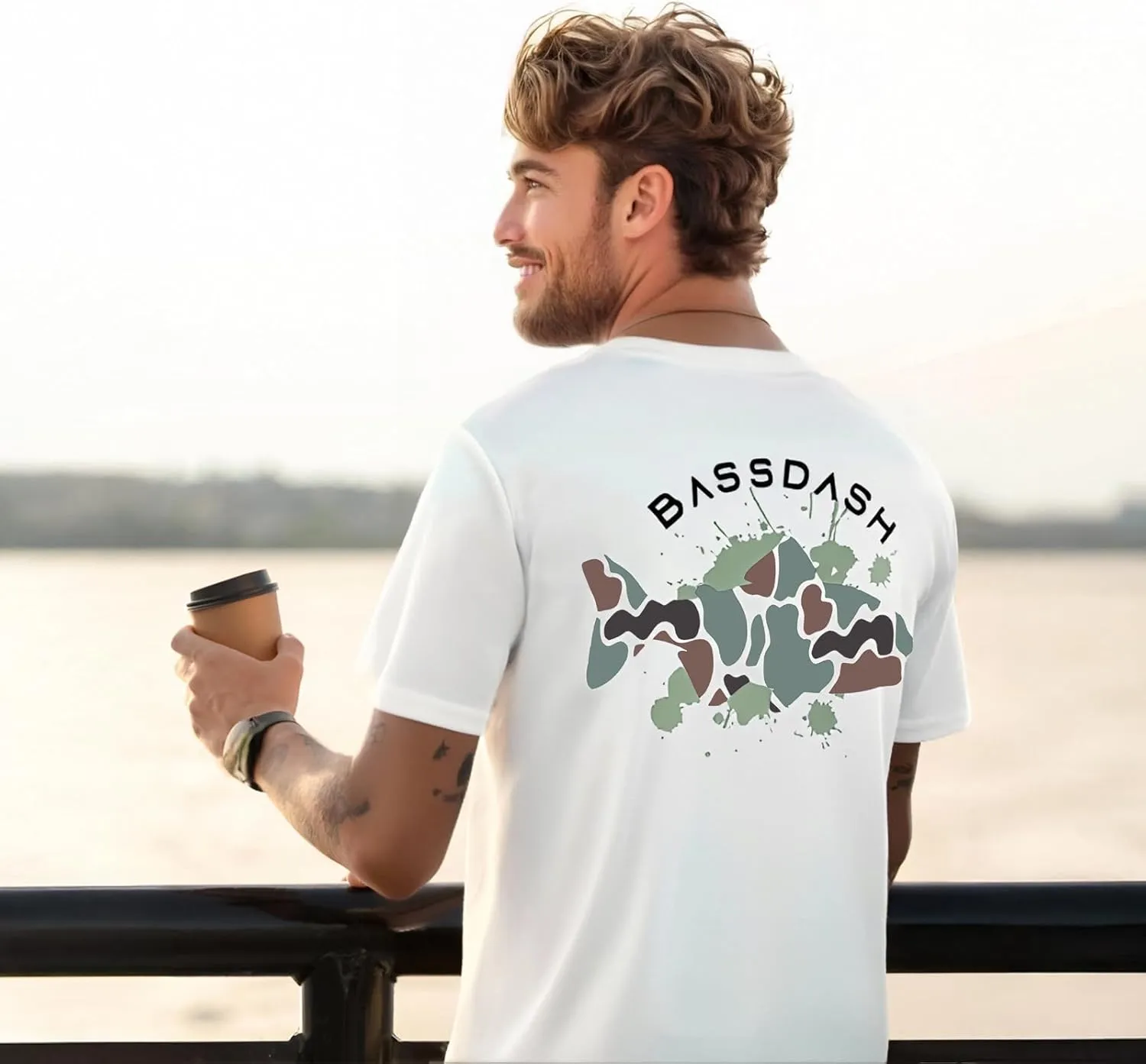 BASSDASH Mens UPF 50  Fishing Graphic T-Shirts Pocket Short Sleeve Shirt Quick Dry UV Sun Protection Casual Outdoor FS46M