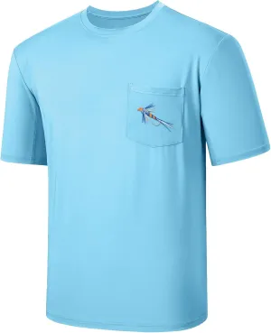 BASSDASH Mens UPF 50  Fishing Graphic T-Shirts Pocket Short Sleeve Shirt Quick Dry UV Sun Protection Casual Outdoor FS46M