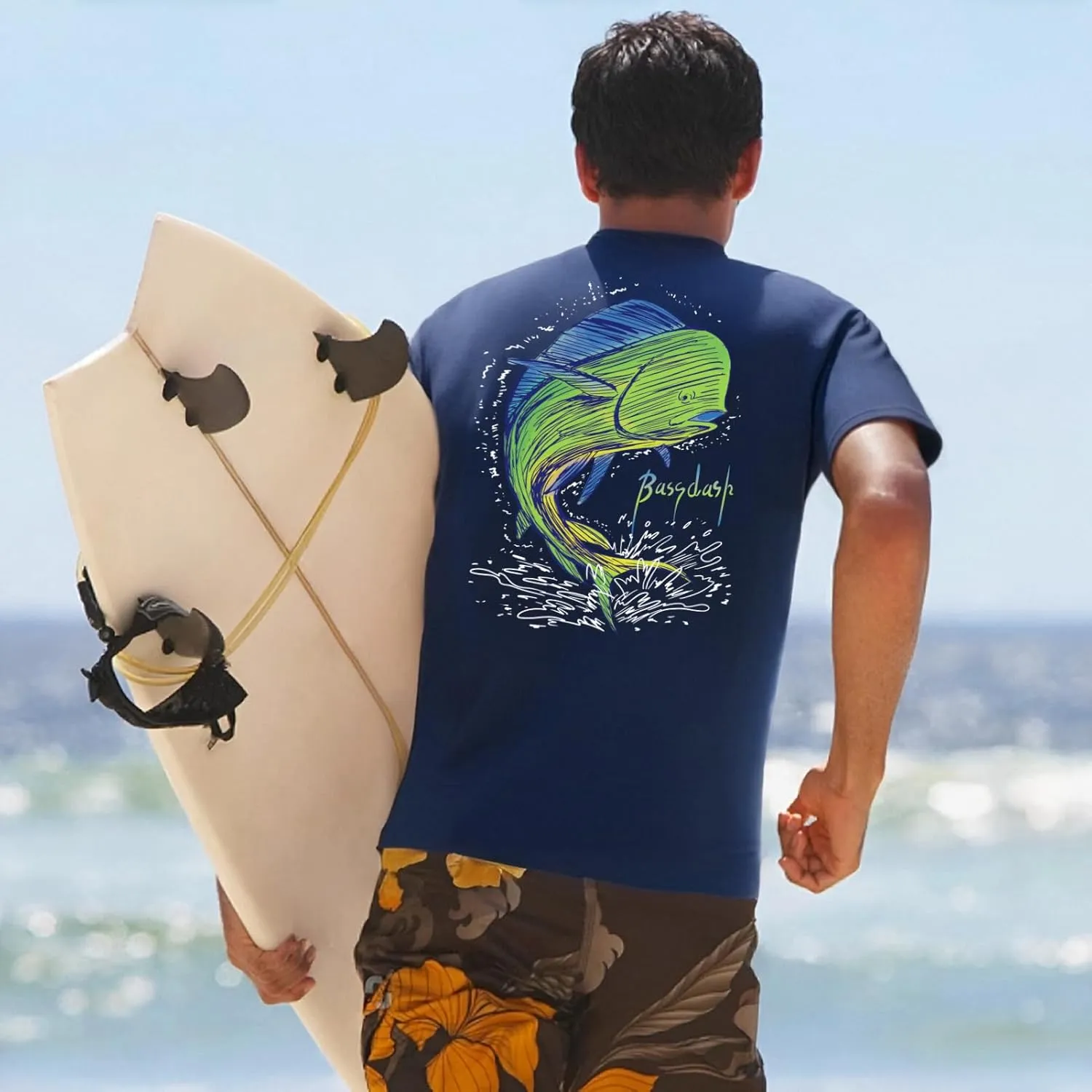 BASSDASH Mens UPF 50  Fishing Graphic T-Shirts Pocket Short Sleeve Shirt Quick Dry UV Sun Protection Casual Outdoor FS46M
