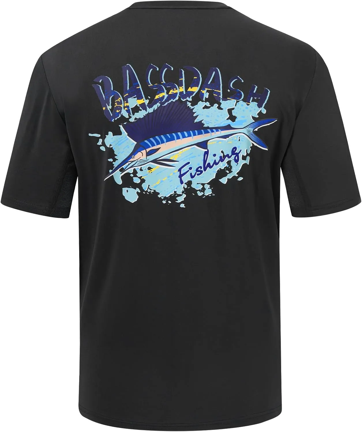 BASSDASH Mens UPF 50  Fishing Graphic T-Shirts Pocket Short Sleeve Shirt Quick Dry UV Sun Protection Casual Outdoor FS46M