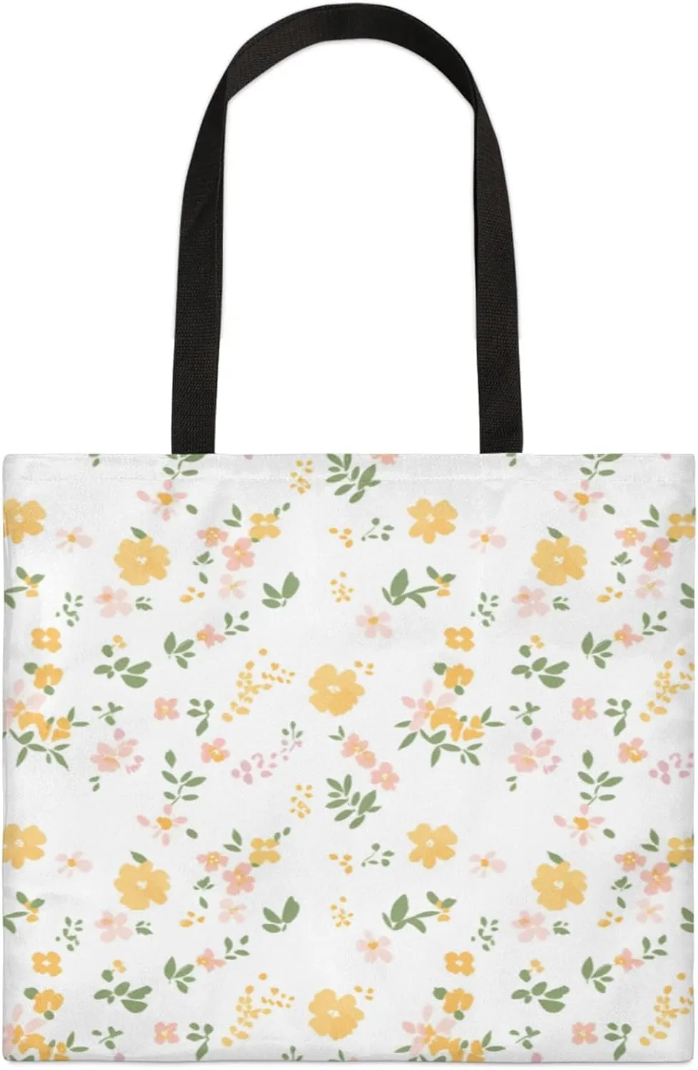 Beautiful Flowers Yellow Red Square Canvas Tote Bag Top Handle Purses Stylish Women Canvas Shoulder Tote Bags Reusable Handbags for Work Travel Picnic Beach Shopping Gym Hiking