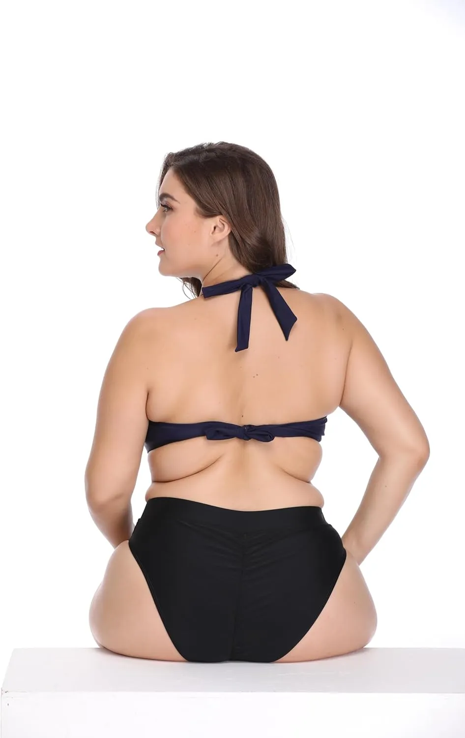 bestselling Women Vintage High Waist Bikini Bottoms Brazilian Ruched Cut Tankini Panites