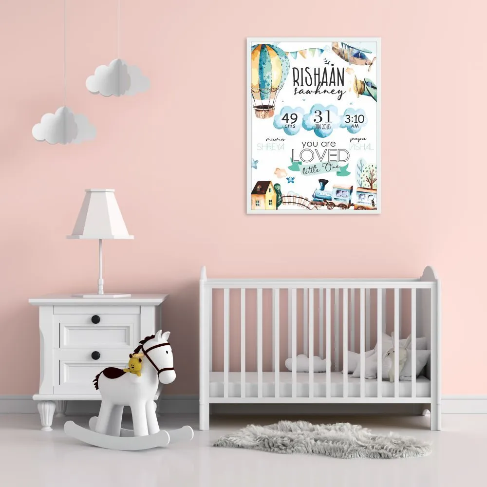 Birth Statistics Frame - Up In The Sky