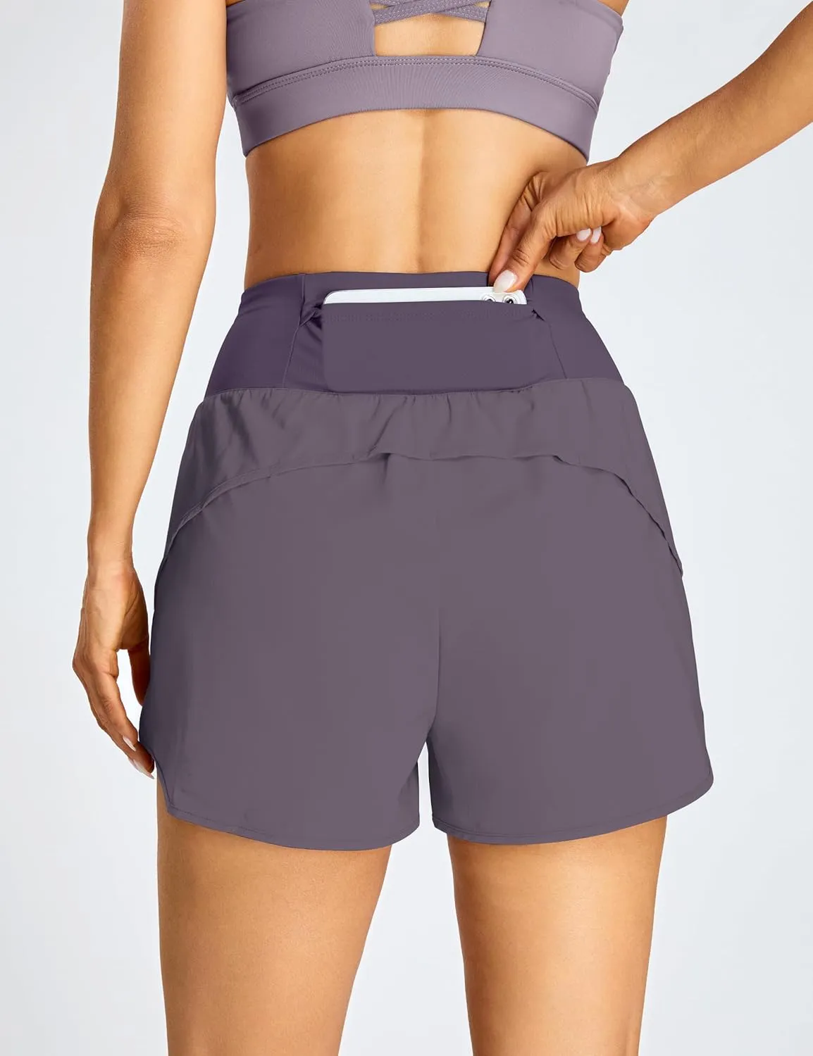 BMJL Women's High Waisted Athletic Shorts Pocket Workout Shorts Gym Sporty Running Shorts