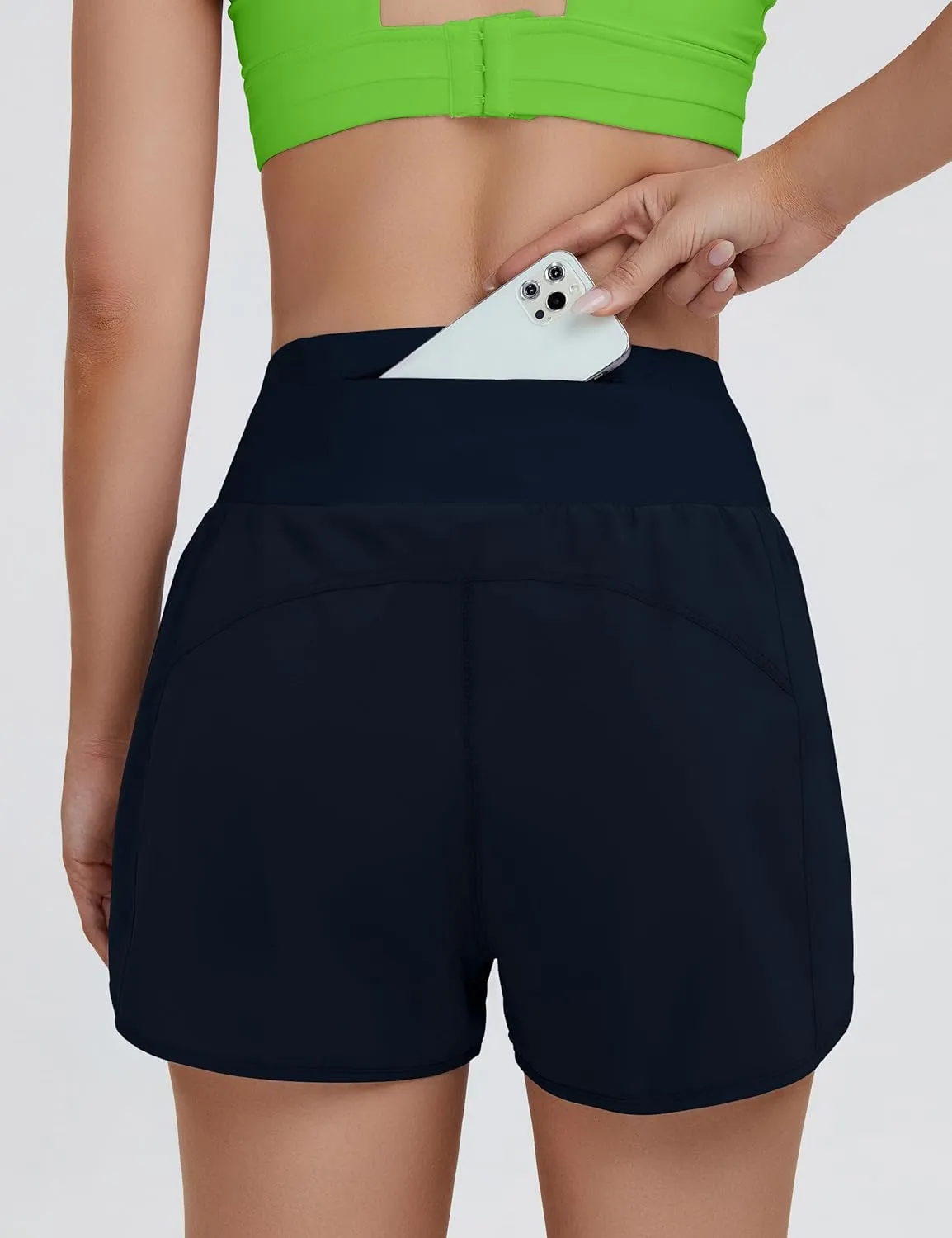 BMJL Women's High Waisted Athletic Shorts Pocket Workout Shorts Gym Sporty Running Shorts
