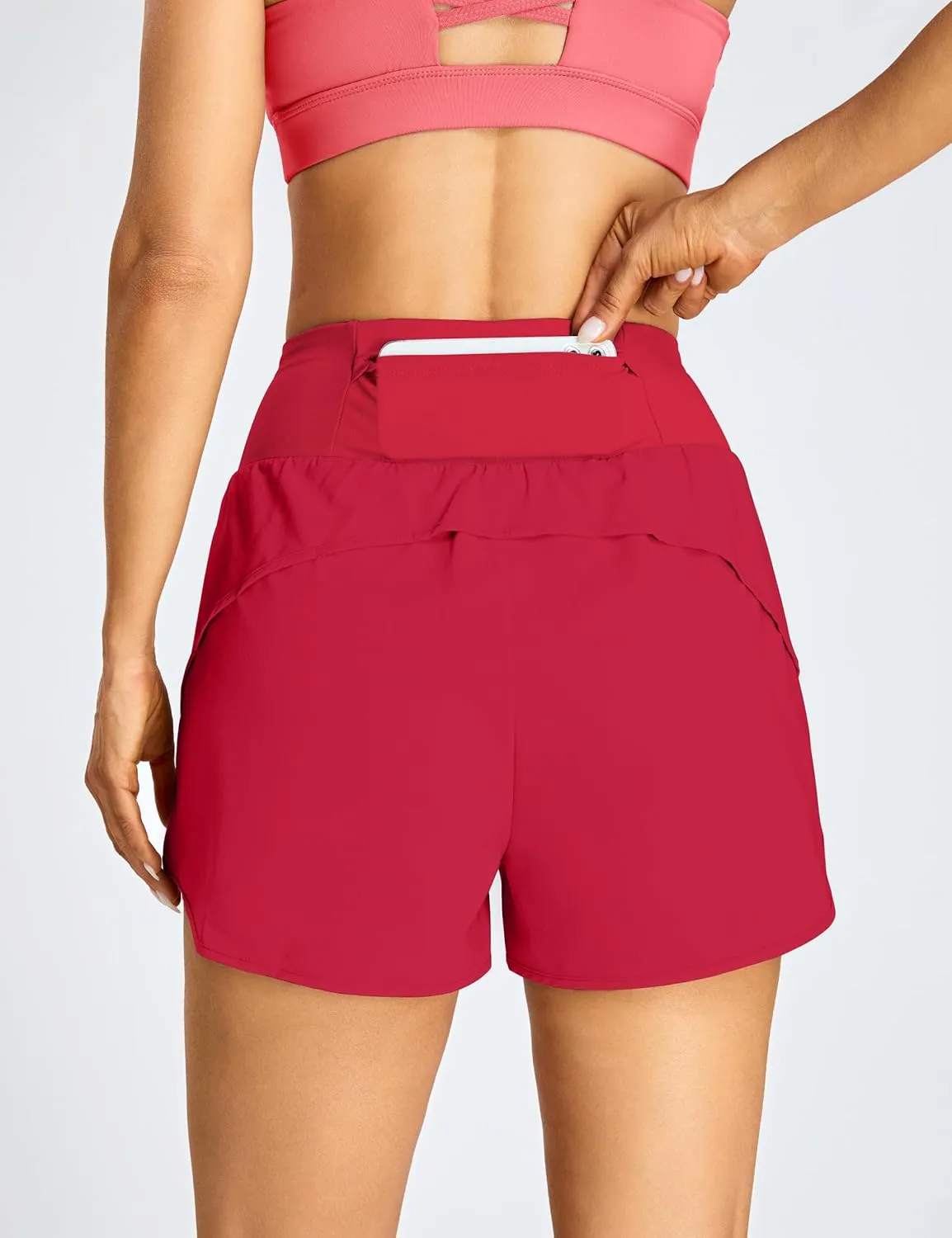 BMJL Women's High Waisted Athletic Shorts Pocket Workout Shorts Gym Sporty Running Shorts