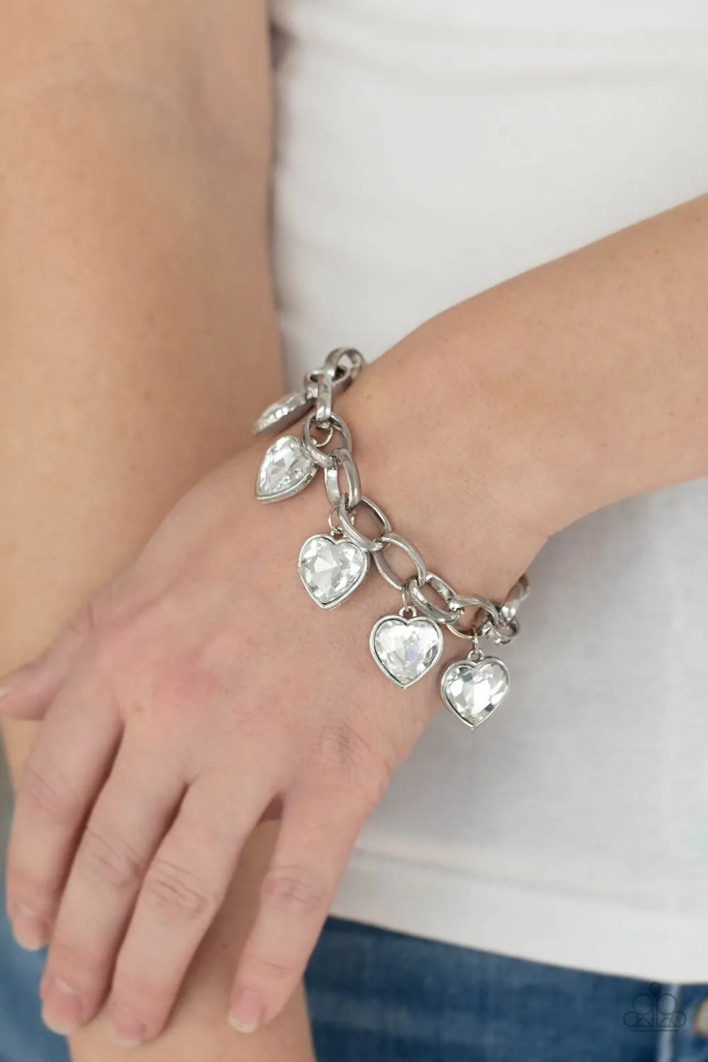 Candy Heart Charmer - White - Paparazzi Bracelet