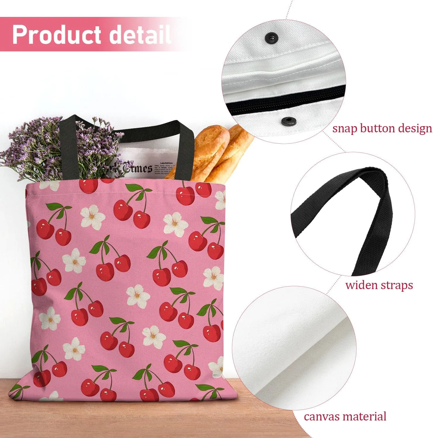 Canvas Tote Bag for Women with Zipper Inner Pocket, Canvas Tote for Daily Work Shopping