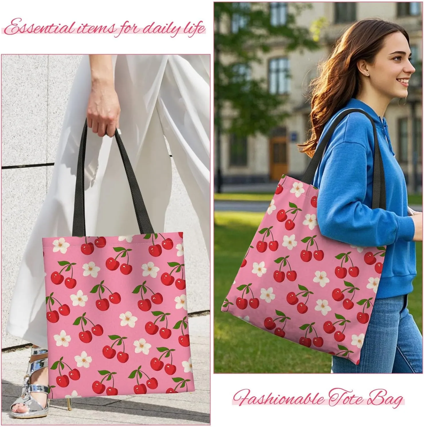 Canvas Tote Bag for Women with Zipper Inner Pocket, Canvas Tote for Daily Work Shopping