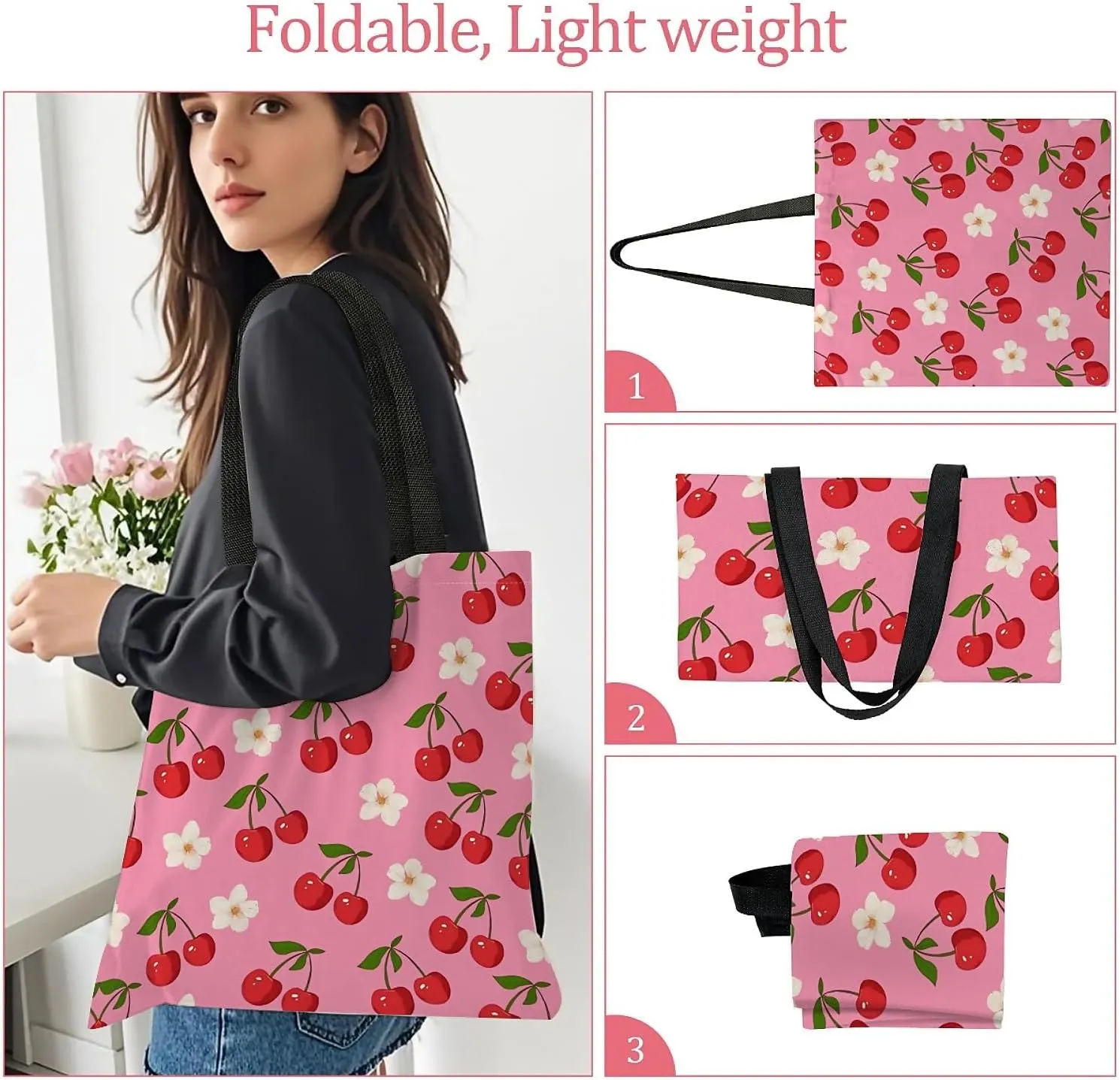 Canvas Tote Bag for Women with Zipper Inner Pocket, Canvas Tote for Daily Work Shopping