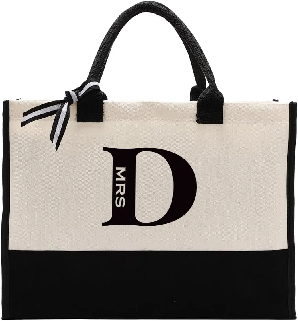 Canvas Tote Bag Gift, Mrs D Bag, Canvas Tote Bag for Gifting, Women Cotton Canvas Tote Bag Gift, Birthday Gift, Teacher Gift, Wedding Gift, Reusable Grocery Bags for Picnic Shopping Holiday