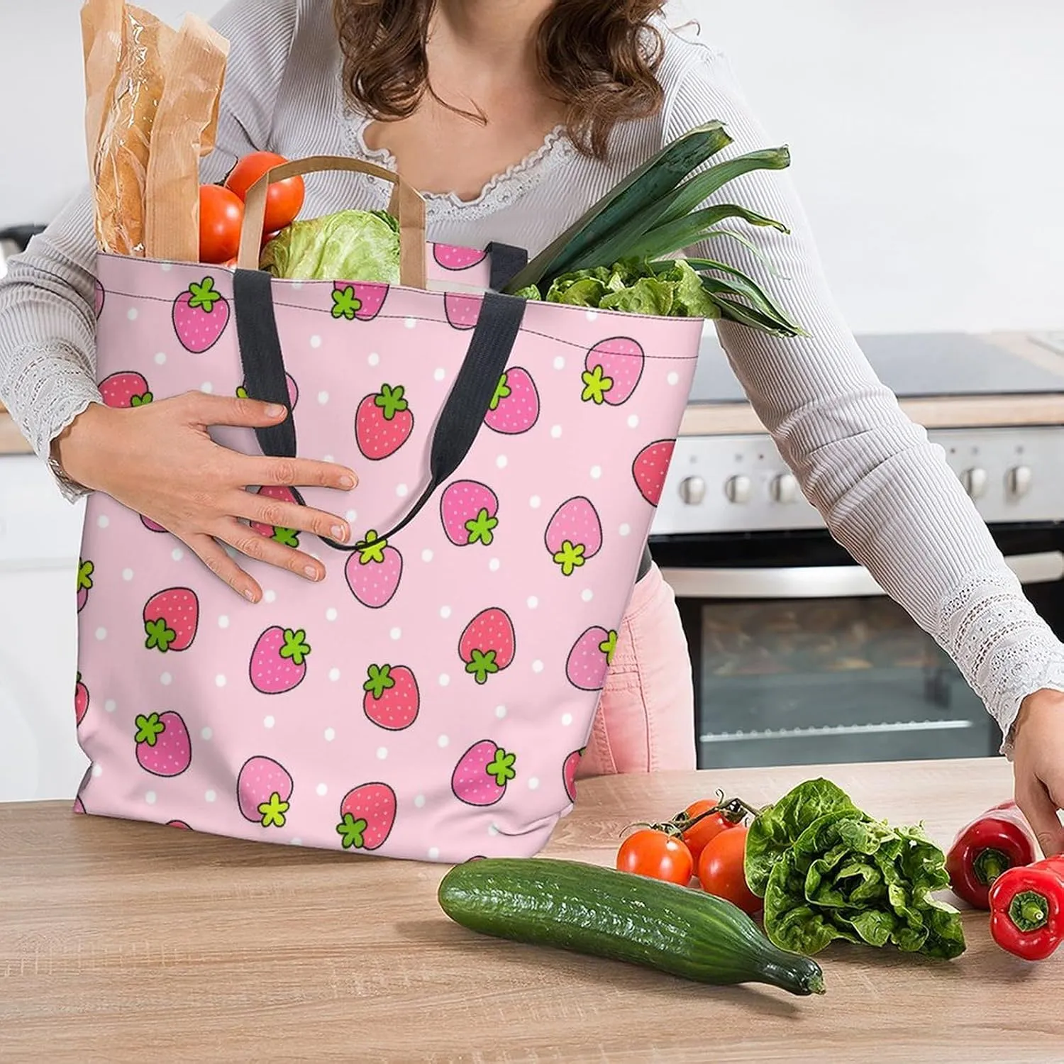 Canvas Tote Bag - Large Women's Casual Shoulder Handbag - Reusable Beach & Shopping Grocery Bag for Outdoors