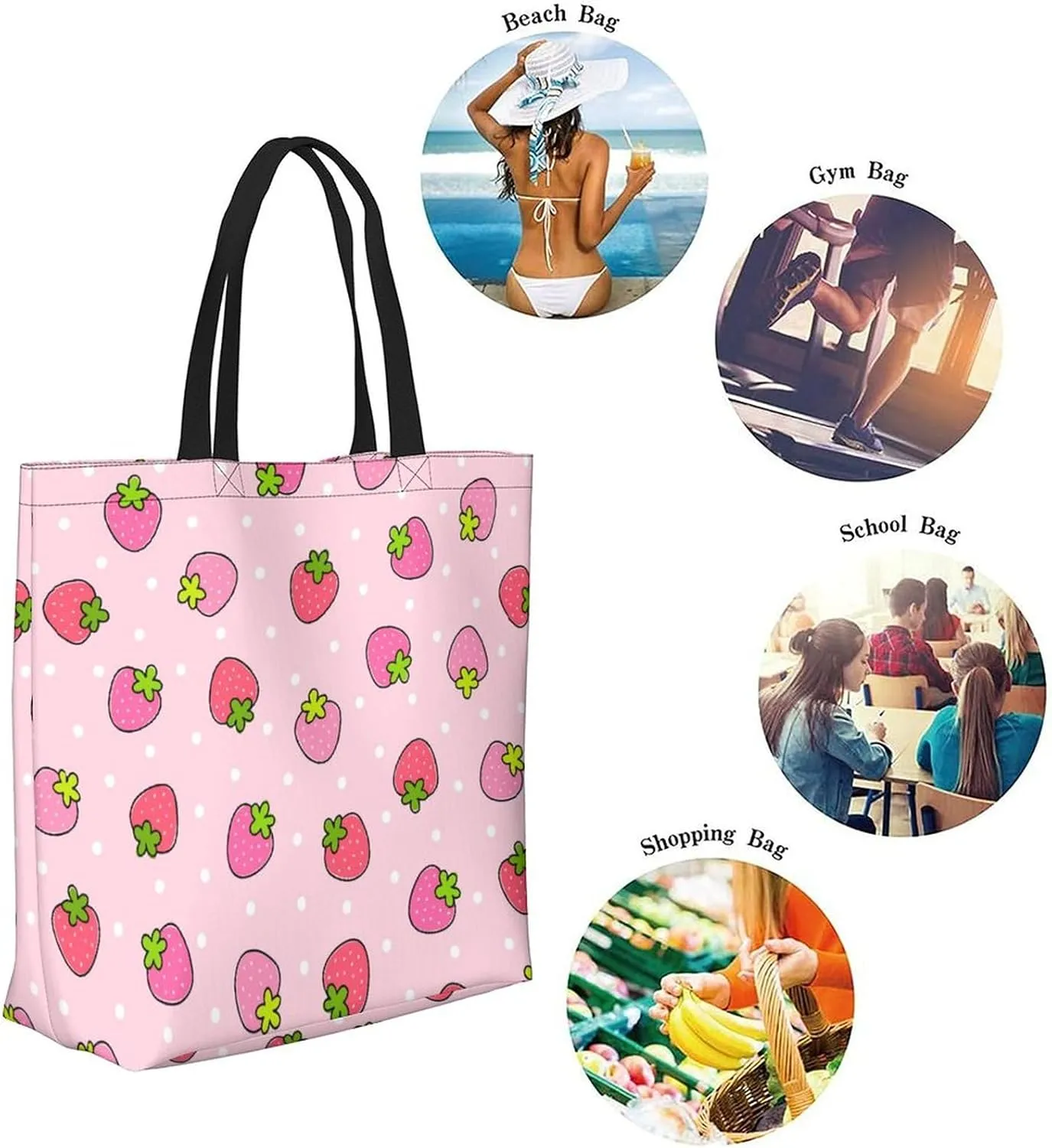 Canvas Tote Bag - Large Women's Casual Shoulder Handbag - Reusable Beach & Shopping Grocery Bag for Outdoors