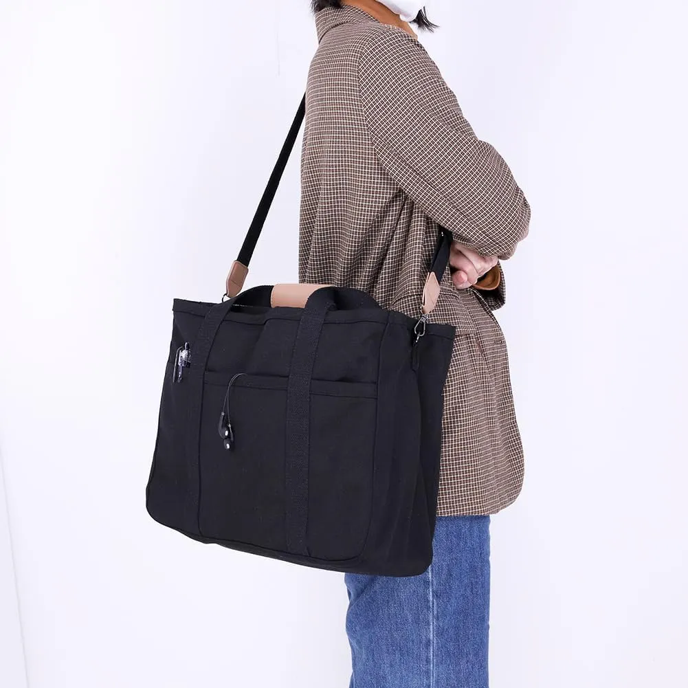 Canvas Tote With Multi Pockets for Women - Handbag, Mommy Bag, Casual Shoulder Crossbody With Compartments