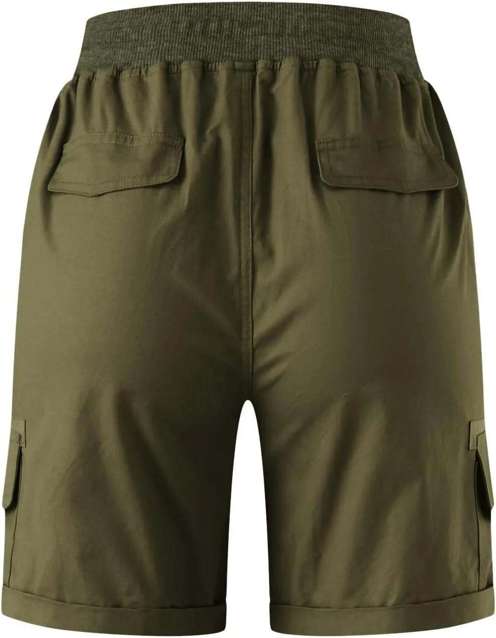 Cargo Shorts for Women Casual Summer High Waisted Chino Shorts Ribbed Elastic Waist Comfy Shorts 2024 Trendy